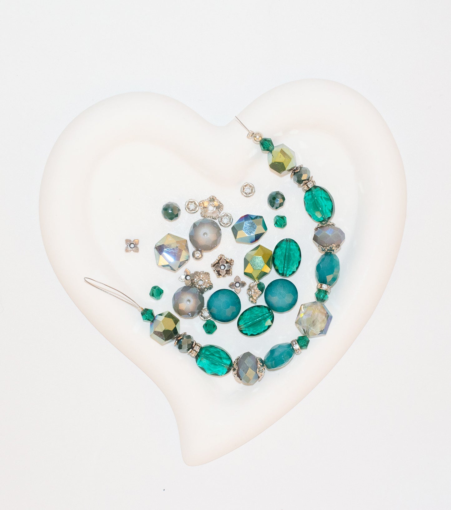Teal Glass Beads Strand for Jewelry Making Craft Assorted Beading Kit