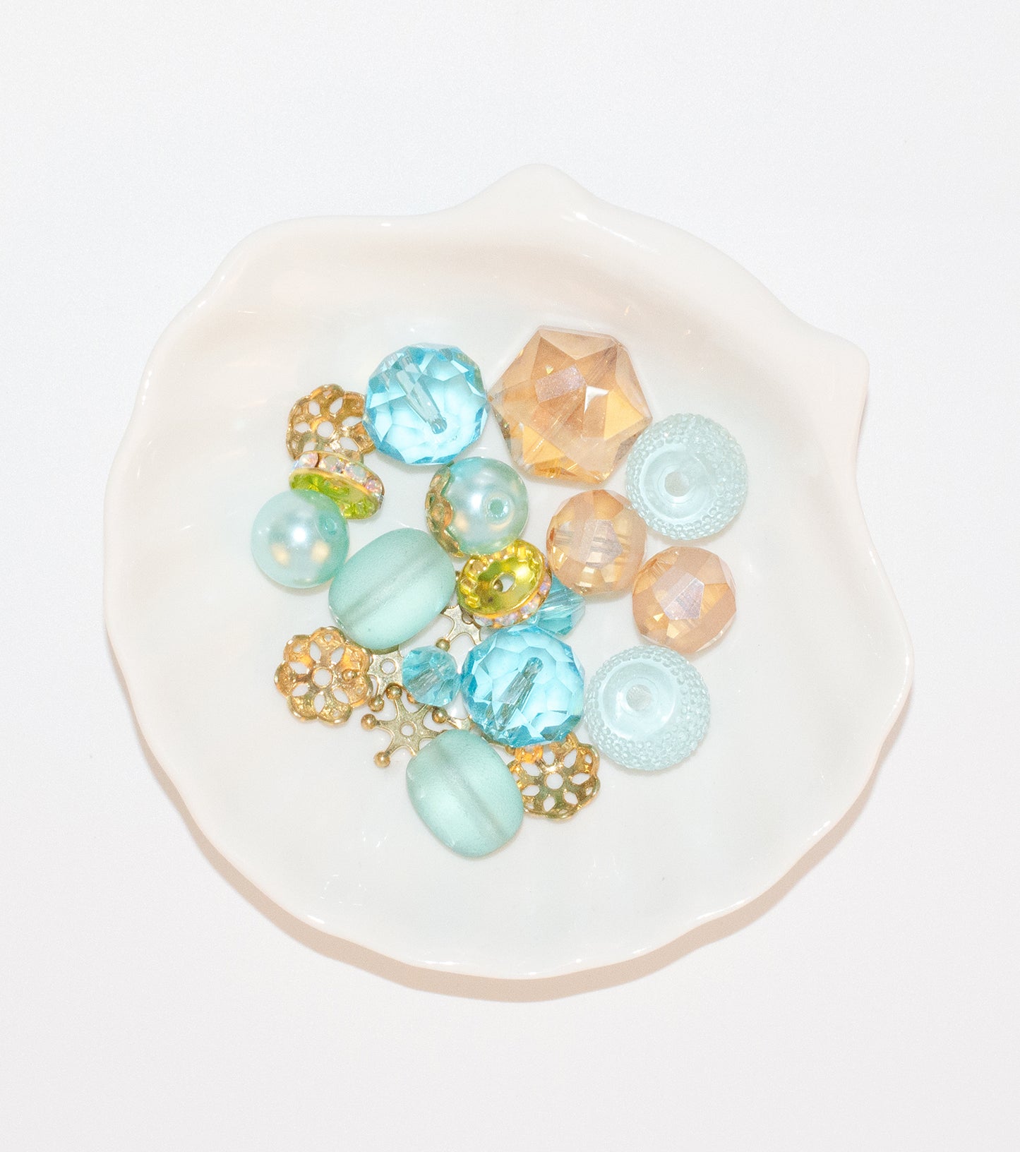 Aqua Glass Beads Strand for Jewelry Making Craft Assorted Beading Kit