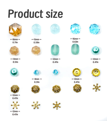 Aqua Glass Beads Strand for Jewelry Making Craft Assorted Beading Kit