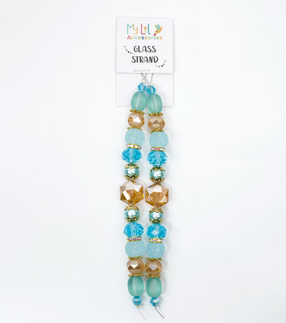 2 pcs Aqua Glass Beads Strand for Jewelry Making Craft Assorted Beading Kit
