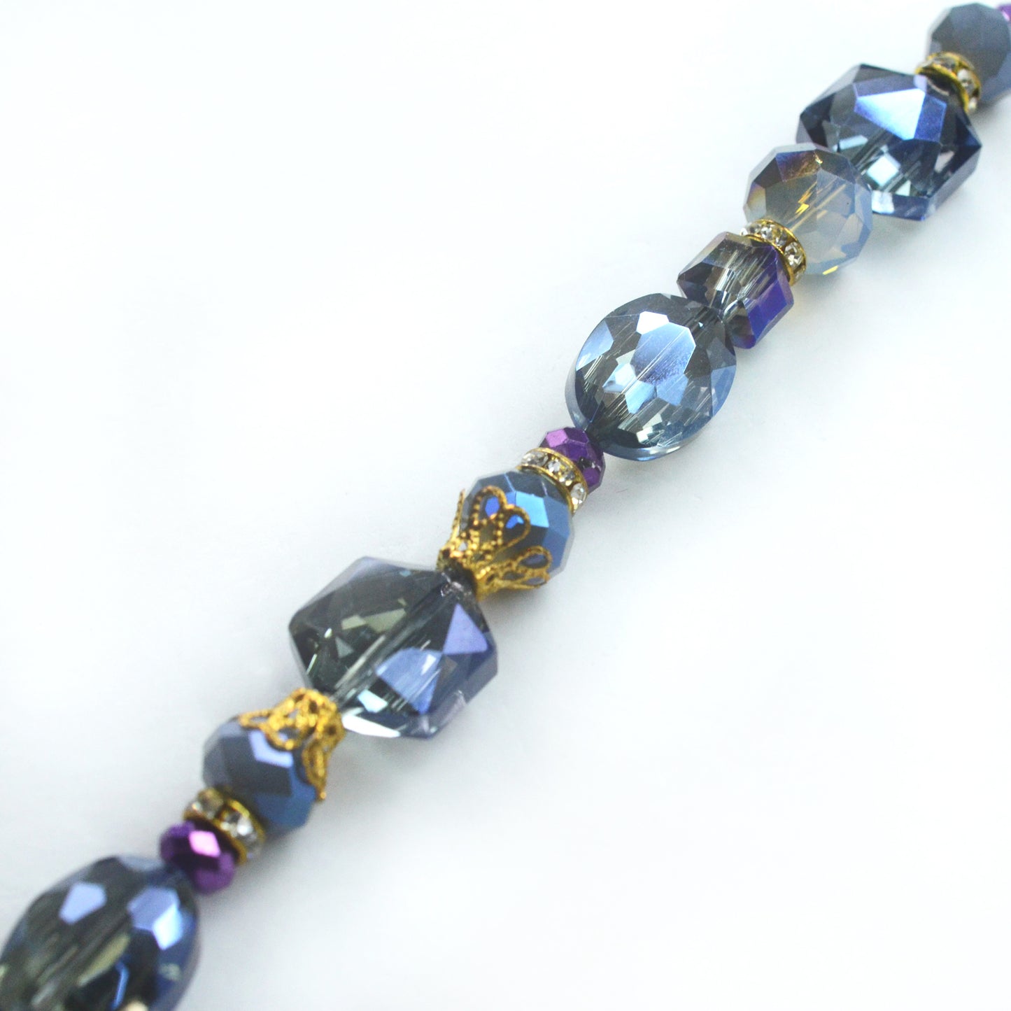Blue Glass Beads Strand for Jewelry Making Craft Assorted Beading Kit