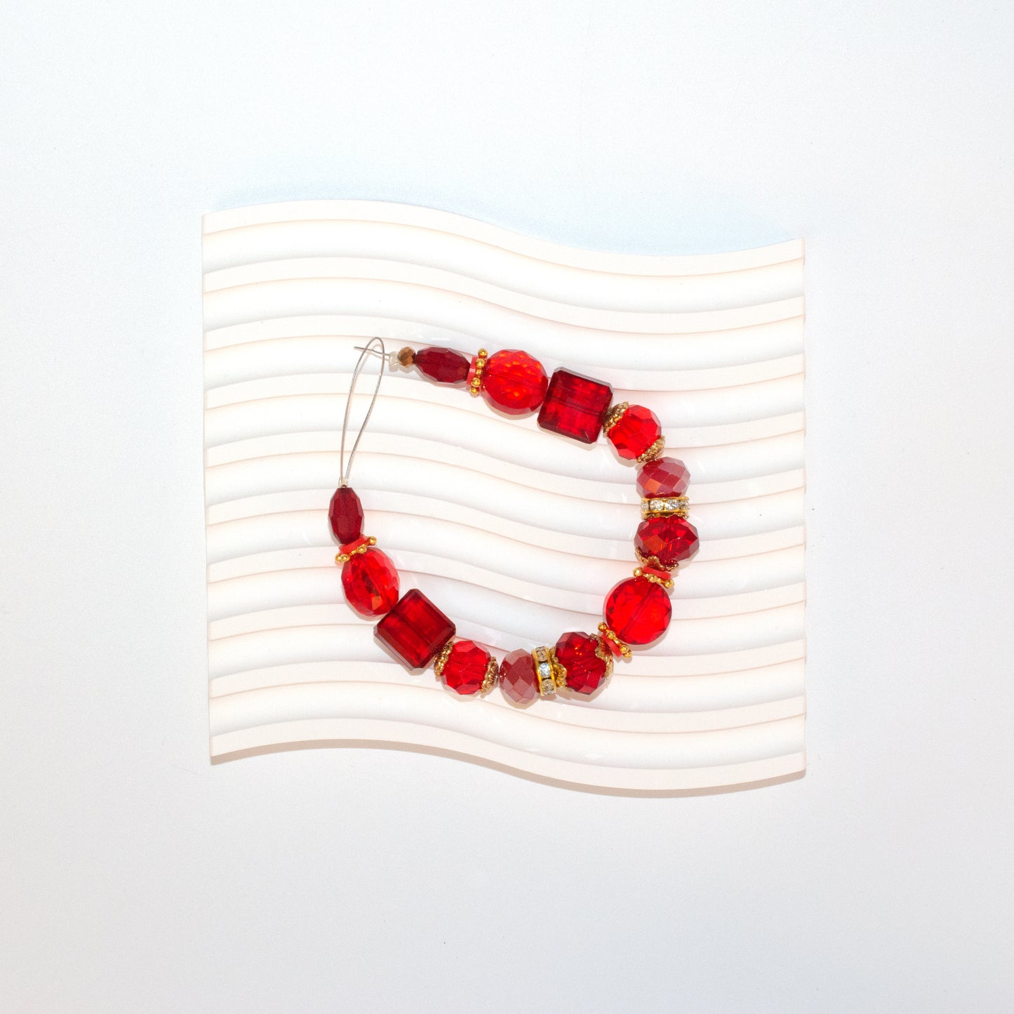 Red Glass Beads Strand for Jewelry Making Craft Assorted Beading Kit
