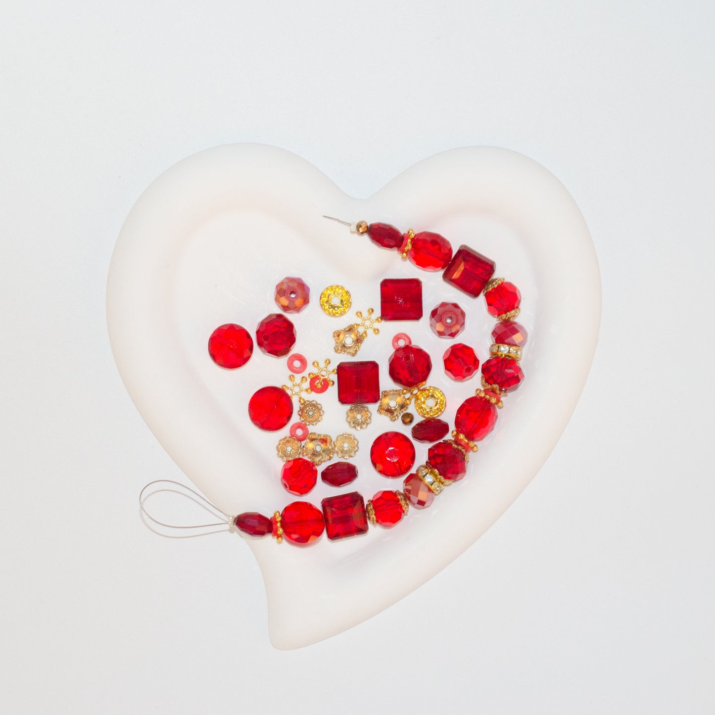 Red Glass Beads Strand for Jewelry Making Craft Assorted Beading Kit