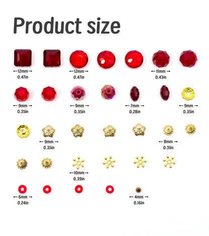 2 pcs Red Glass Beads Strand for Jewelry Making Craft Assorted Beading Kit