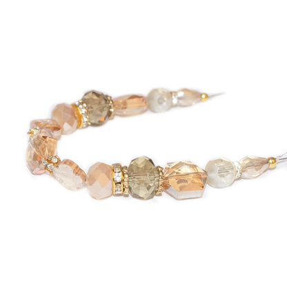 Tan Glass Beads Strand for Jewelry Making Craft Assorted Beading Kit