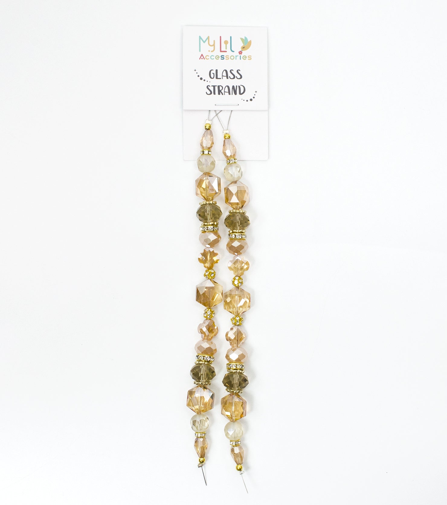 2 pcs Tan Glass Beads Strand for Jewelry Making Craft Assorted Beading Kit
