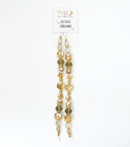 2 pcs Tan Glass Beads Strand for Jewelry Making Craft Assorted Beading Kit