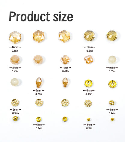 2 pcs Tan Glass Beads Strand for Jewelry Making Craft Assorted Beading Kit