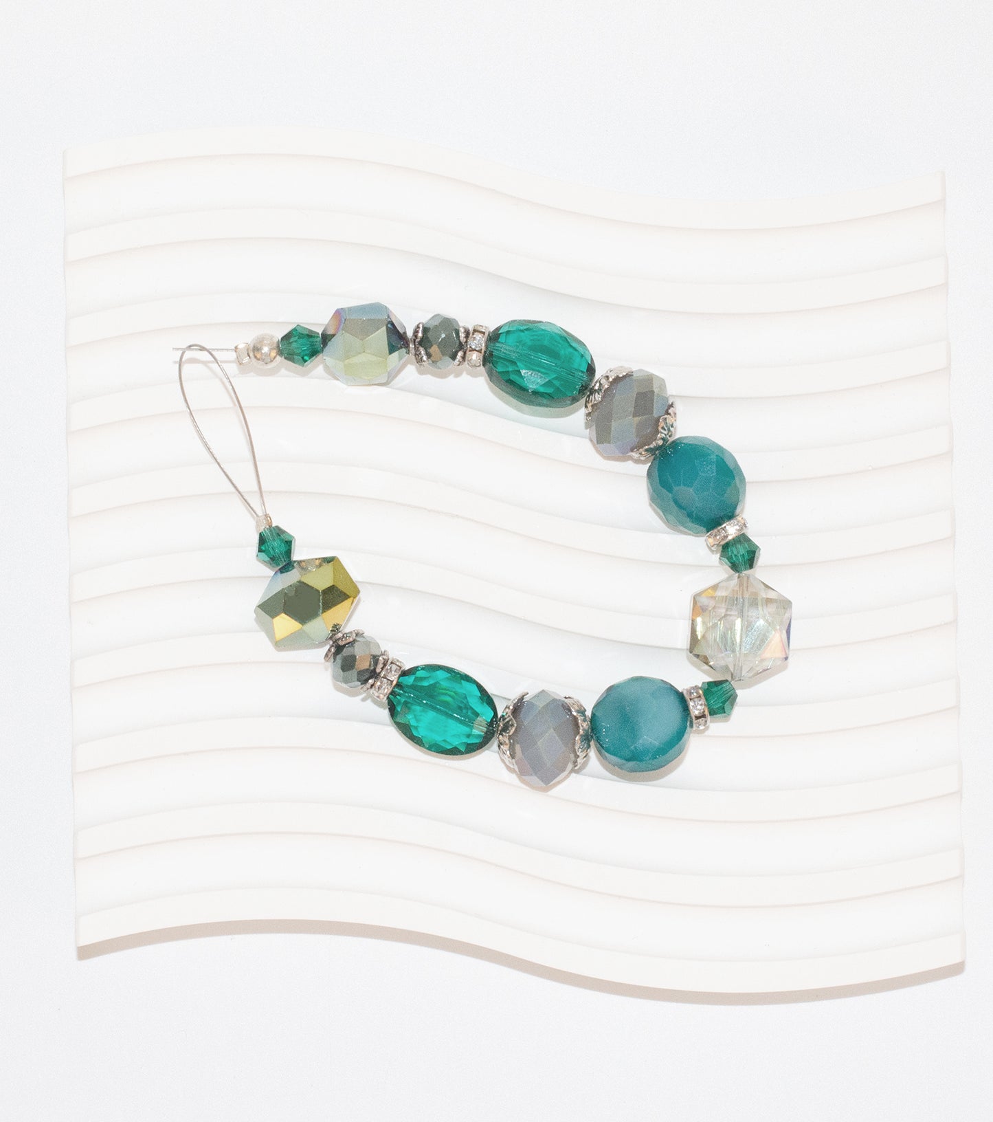 Teal Glass Beads Strand for Jewelry Making Craft Assorted Beading Kit