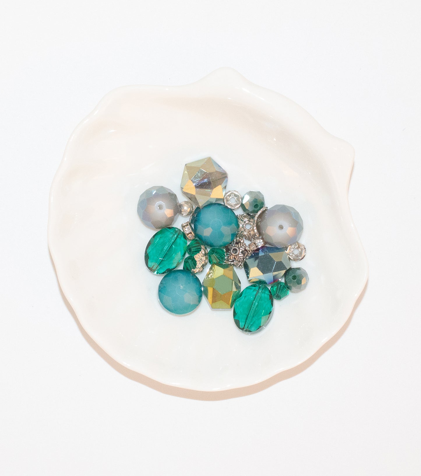 Teal Glass Beads Strand for Jewelry Making Craft Assorted Beading Kit